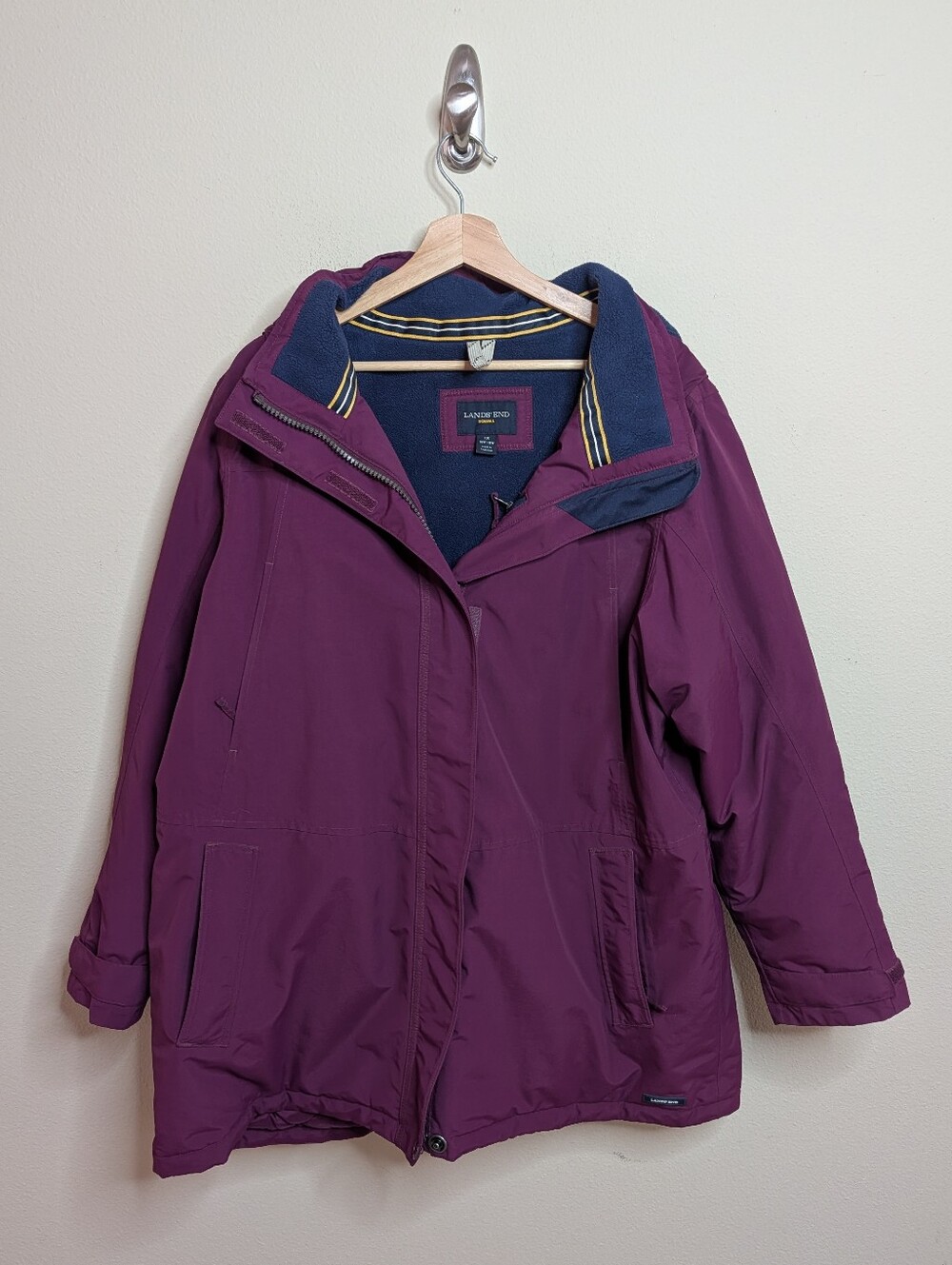 Lands' End Squall Waterproof Hooded Parka Plum Purple 1X